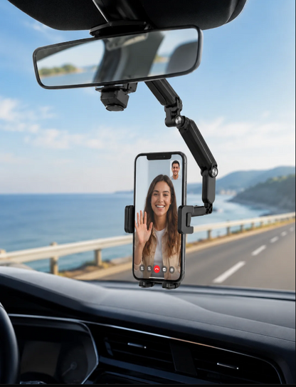 Araç İçi Dikiz Aynası Telefon Tutucu ve Navigasyon Standı - 360° Dönebilen Katlanabilir Model